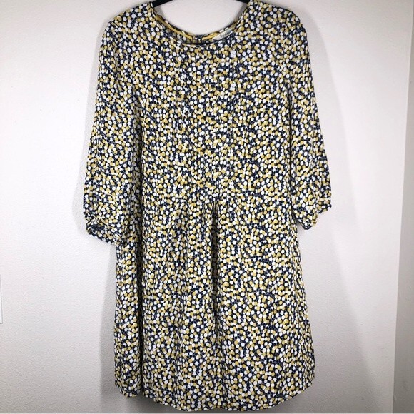 Boden Aurelia Tunic Top Mini Dress Blue Yellow Circles Dots Classic Sz 10 Long - Picture 1 of 8